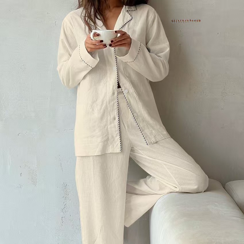 Cotton Women Pajama Set Contra - Linen Shirt Breathable recension och pris