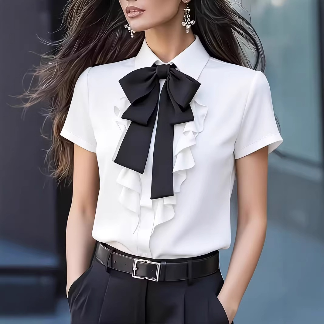 Women Short Sleeve Shirt with  - Shirt Camp Collar recension och pris