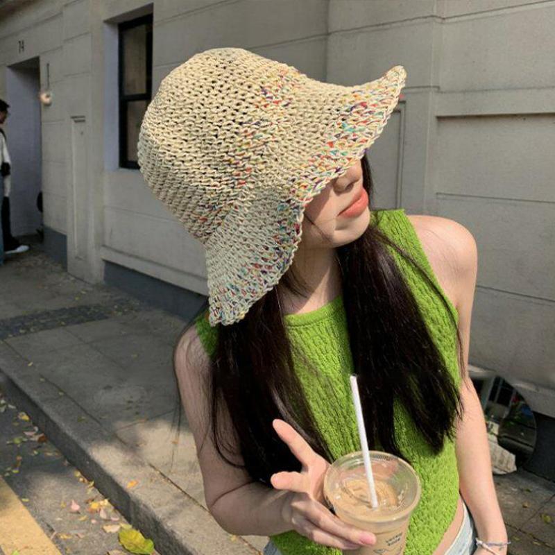 Women Handwoven Rainbow Straw  - Bucket Hat Straw recension och pris