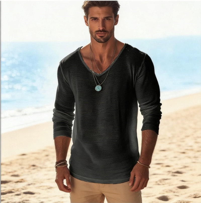 Men's Casual V-Neck Linen Blen - Linen Shirt Breathable recension och pris
